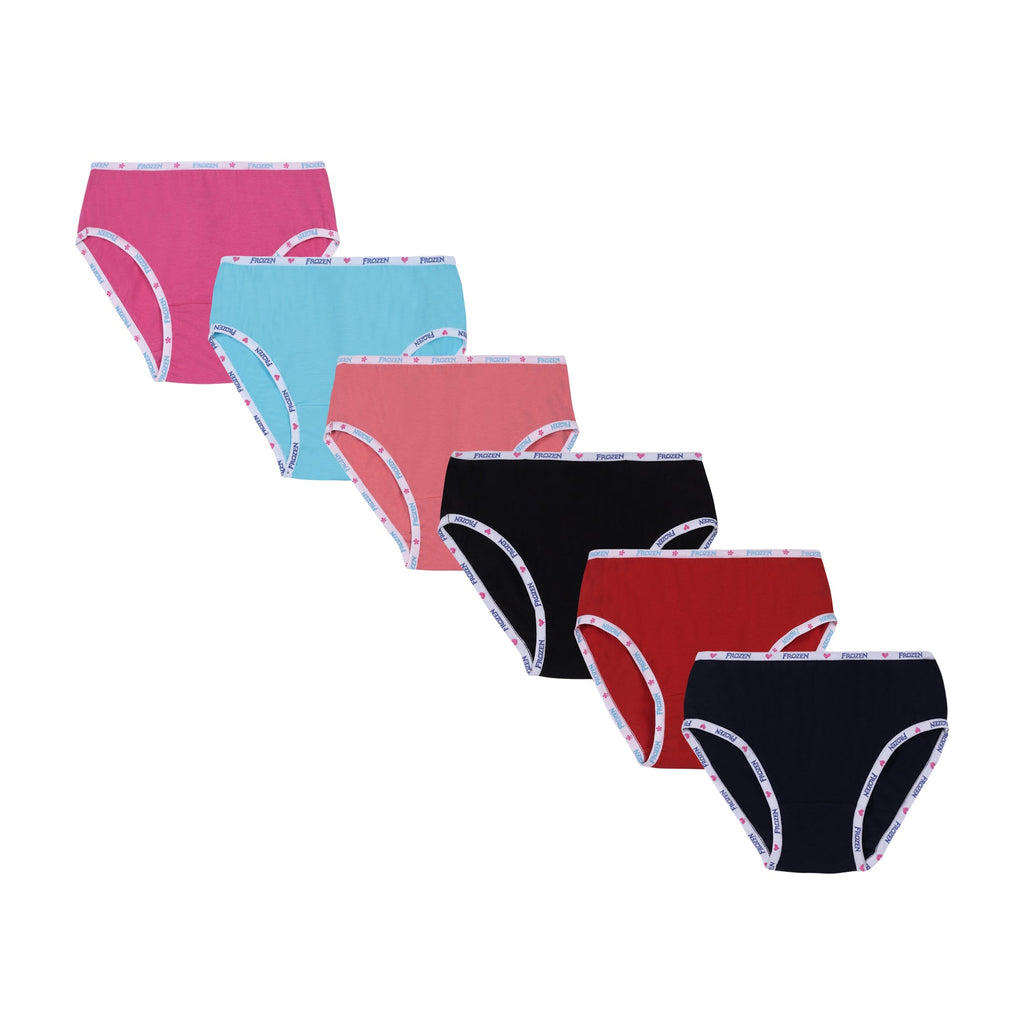 Red Rose Girls' Frozen Print Cotton Briefs – Pack of 6 – Soft & Stylish Innerwear | BABY-120