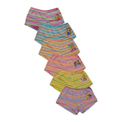 Red Rose Girls' Cotton Briefs Pack of 6 – Barbie Printed Striped Innerwear | BABY-134
