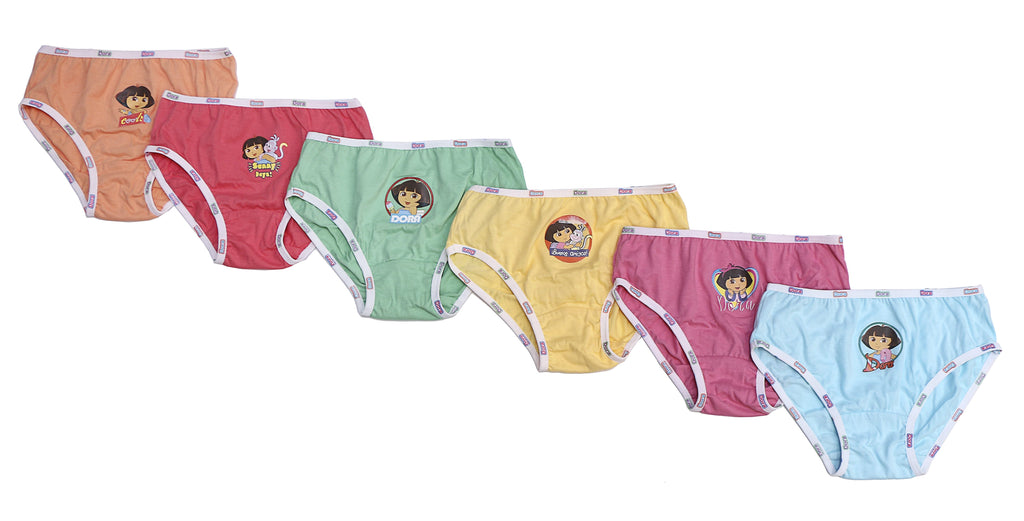 Red Rose Girls' Cotton Briefs Pack of 6 – Dora the Explorer Printed Innerwear | BABY-147