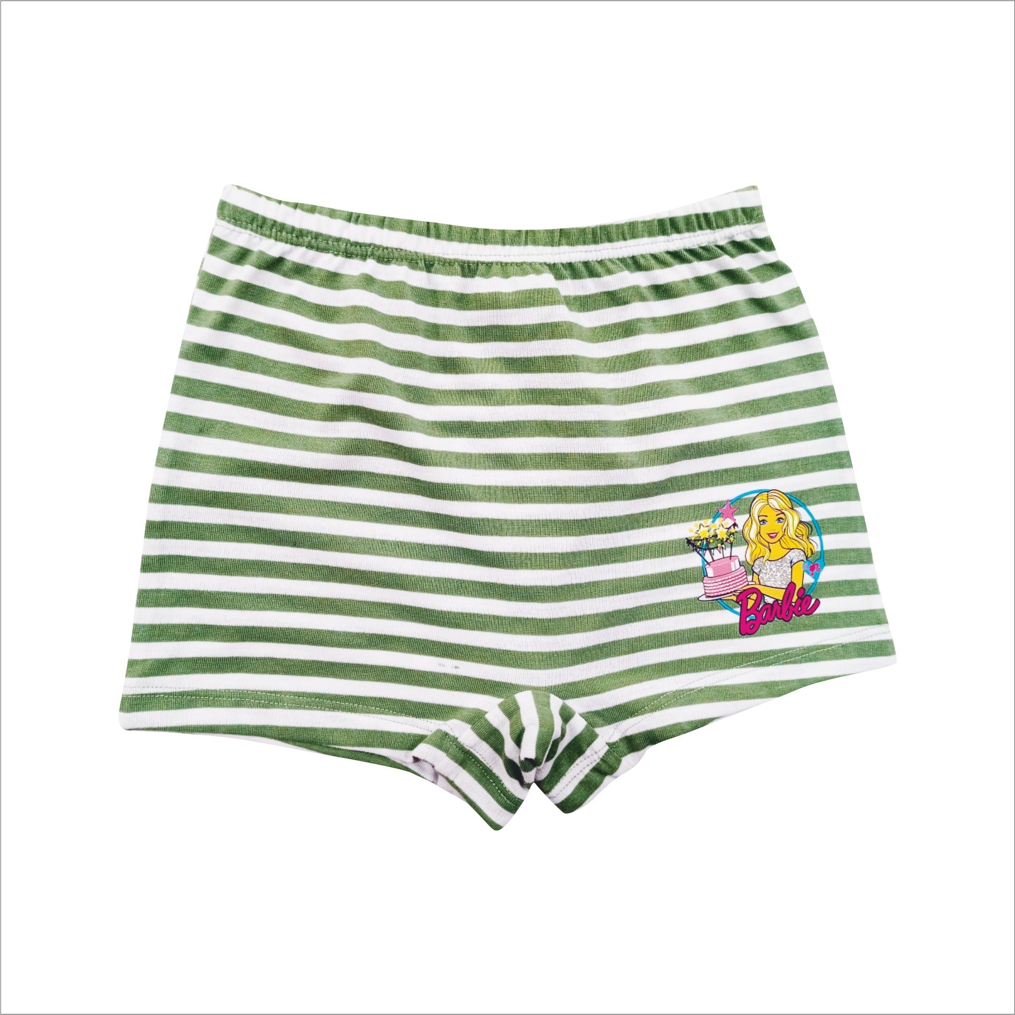 Red Rose Girls' Barbie Striped Boxer Shorts – Pack of 6 | Soft & Comfy Innerwear | BABY-152