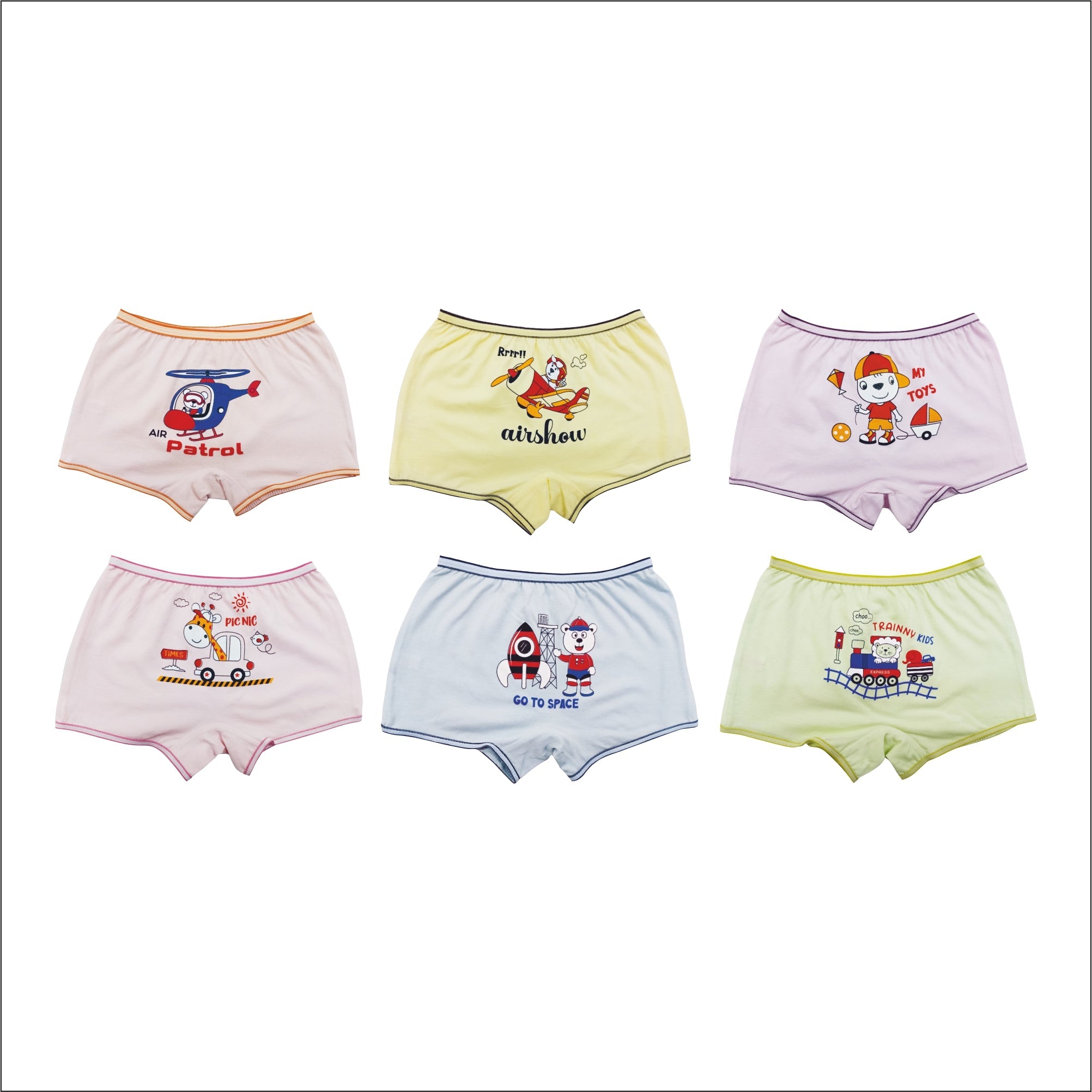 Redrose Baby Girls Cotton Printed Briefs | Pack of 6 | Soft & Colorful Innerwear | BABY-160