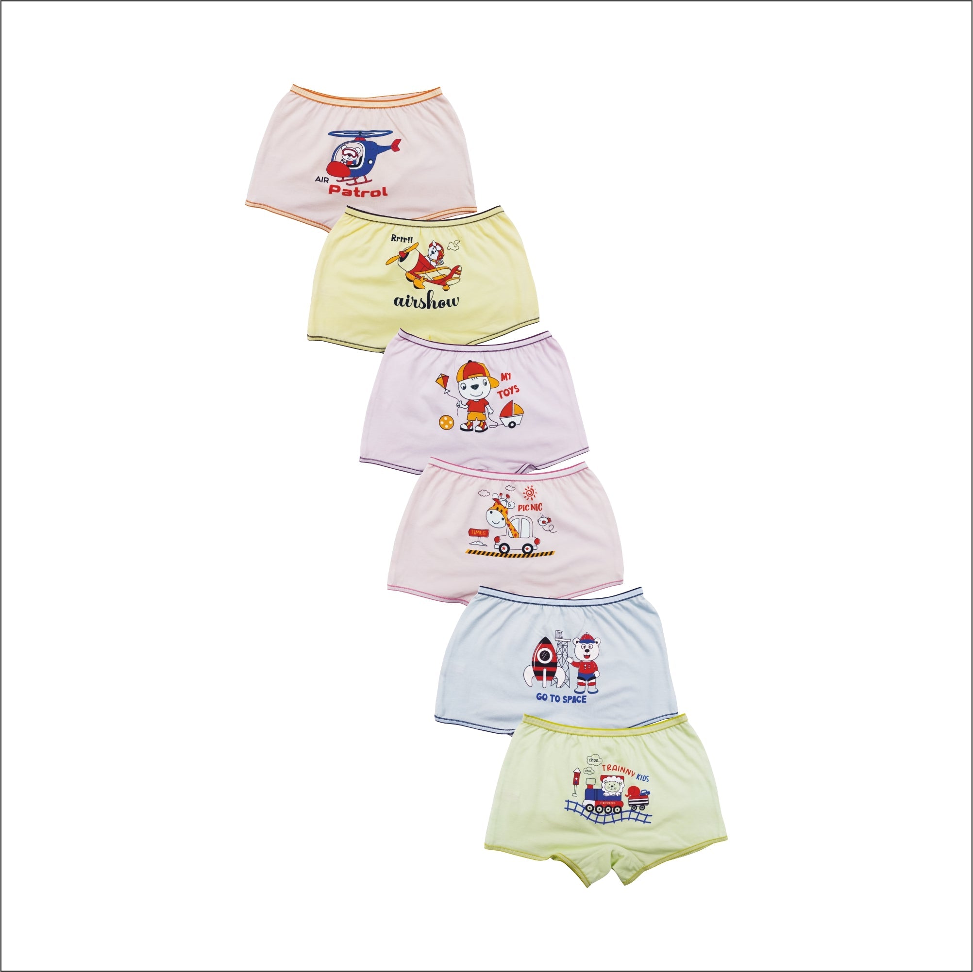 Redrose Baby Girls Cotton Printed Briefs | Pack of 6 | Soft & Colorful Innerwear | BABY-160