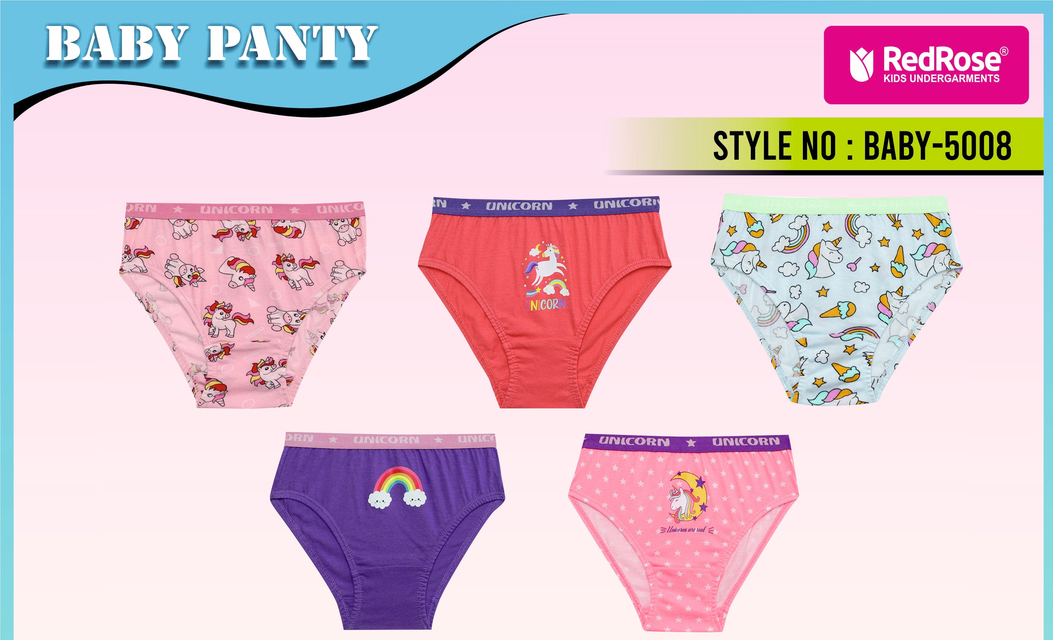 RedRose Soft & Stylish Baby Panties – 100% Cotton Comfort for Your Little One | BABY 5008