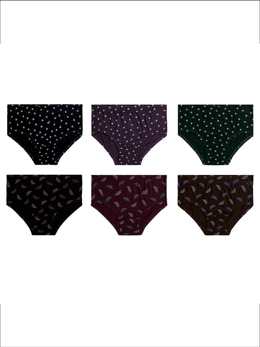 Redrose Girls' Printed Briefs Pack of 6 – Soft Cotton Innerwear for Kids (Multicolor) | BABY-70