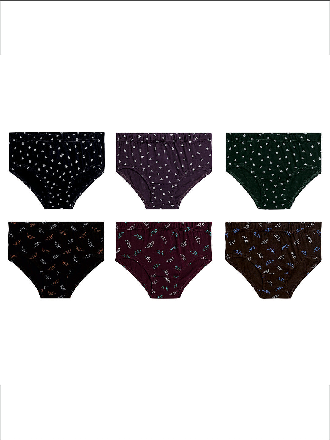Redrose Girls' Printed Briefs Pack of 6 – Soft Cotton Innerwear for Kids (Multicolor) | BABY-70