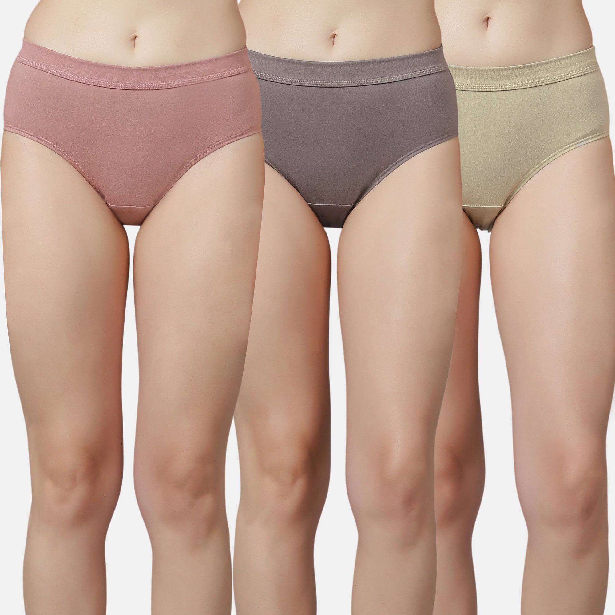 Women’s Ribbed Waist Cotton Regular Panties – Soft Solid Briefs with Full Coverage for Everyday Wear (Pack of 3)