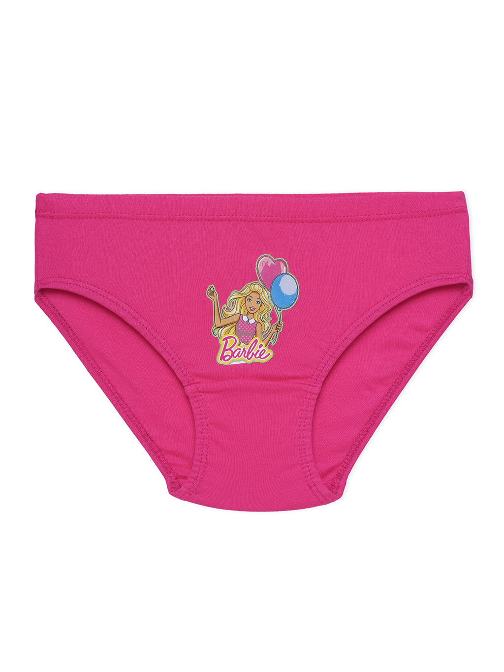Red Rose Girls' Cotton Elastane Brief Panties – Pack of 6 Barbie Printed Innerwear | BABY-130