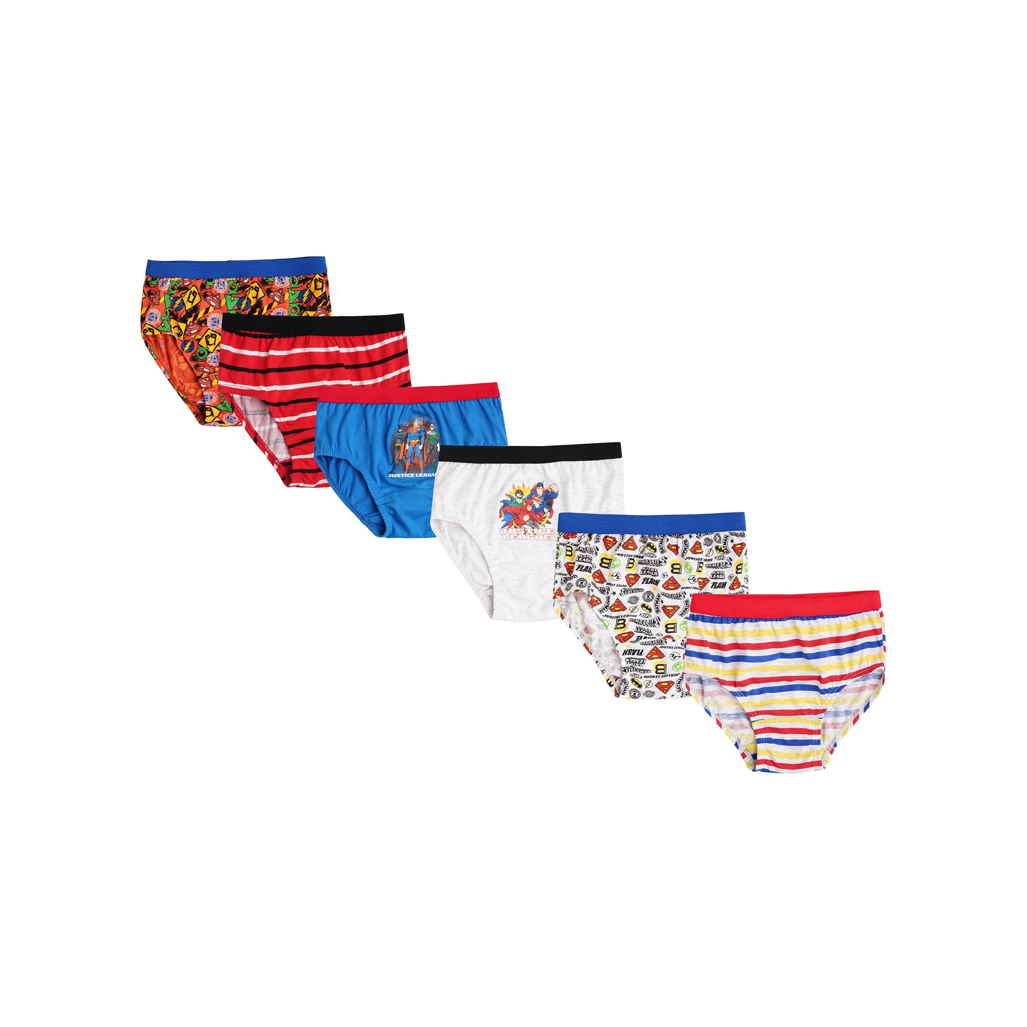 Redrose Boys Innerwear Printed Cotton Briefs – Pack of 6 | Fun Superhero & Stripe Designs | JR-511