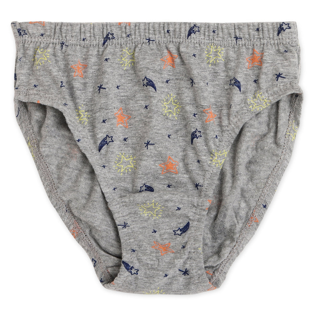 Redrose Boys' Briefs Pack of 6 – Soft Cotton Printed Innerwear for Kids (Assorted Grey & Stripes) | BABY-71