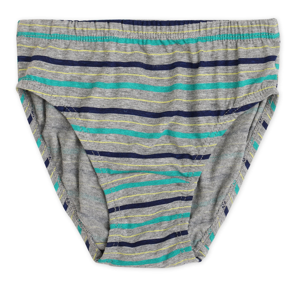 Redrose Boys' Briefs Pack of 6 – Soft Cotton Printed Innerwear for Kids (Assorted Grey & Stripes) | BABY-71