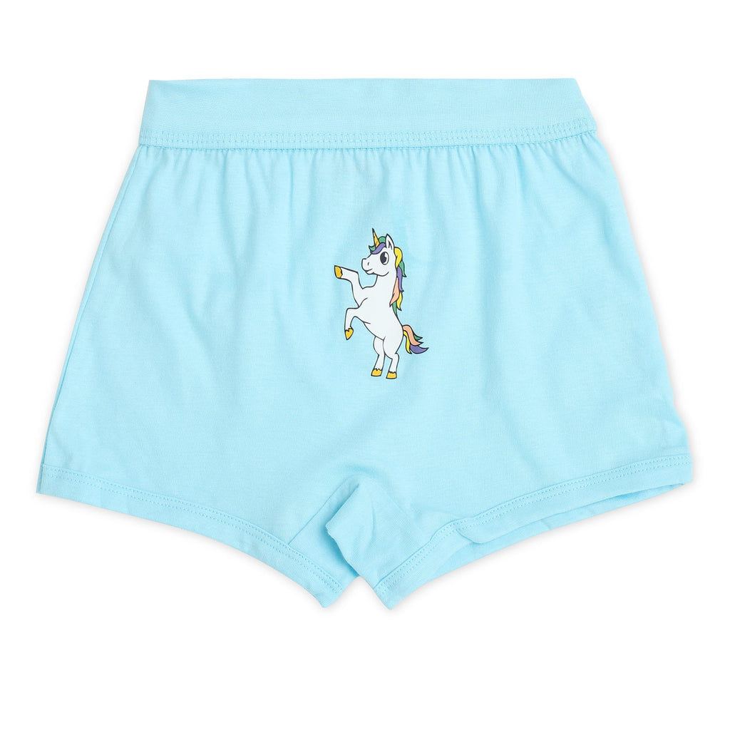 Girls' Unicorn Print Boxer Shorts – Pack of 6 | Cotton Comfort Innerwear by Redrose | BABY-125