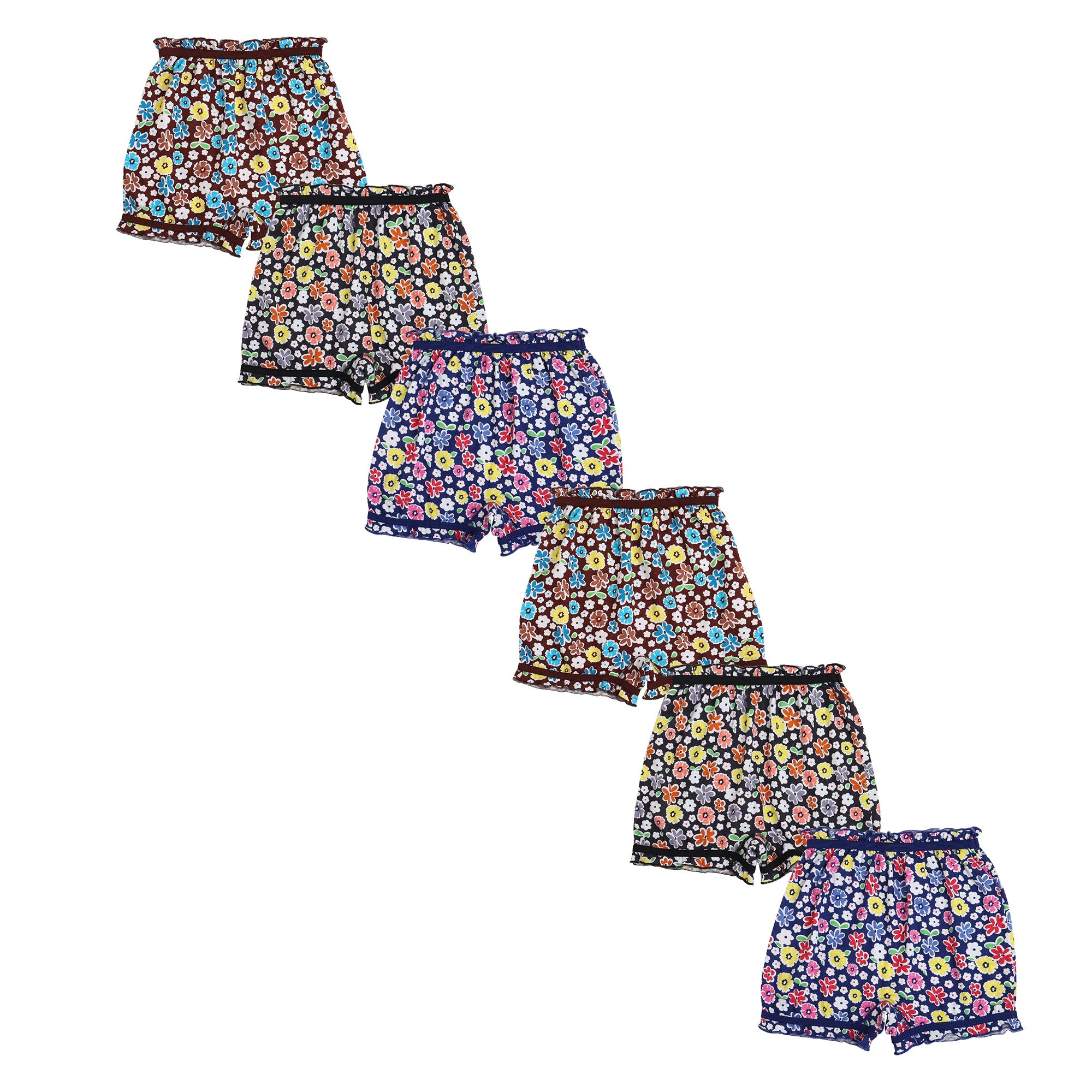 🌼 Redrose Girls Floral Print Cotton Bloomers – Pack of 6 | Vibrant & Comfy Daily Essentials 👧 | BLM-223