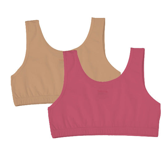 Redrose Girls Sports Bra – Pack of 2 (Skin & Pink) | BS-2005