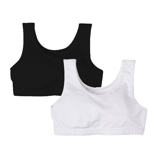 Redrose Girls Sports Bra – Pack of 2 (Black & White) | BS-2005