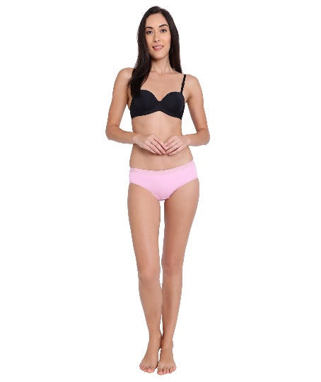 Red Rose High Hips Cotton Solid Print Medium Rise Coverage Hipster