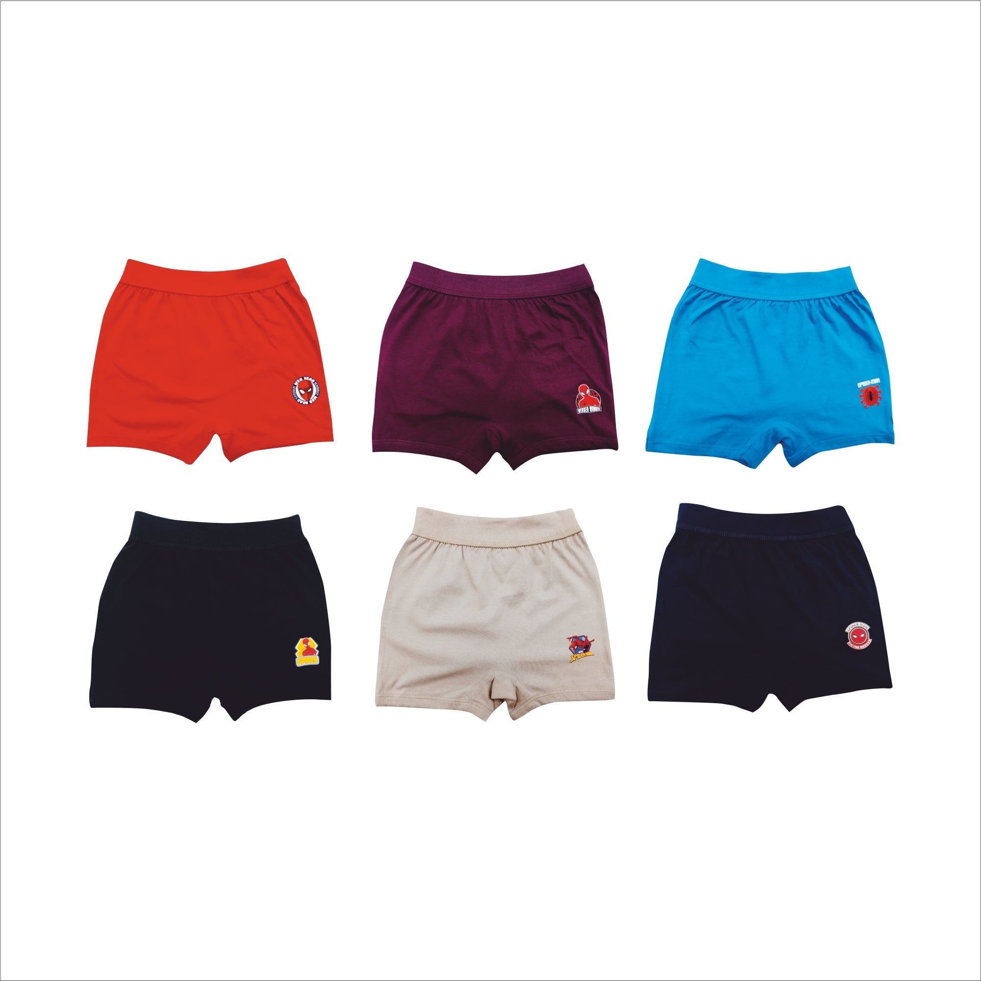 Redrose Boys' Cotton Briefs – Pack of 6 | Fun Cartoon Printed Innerwear | JR-40CL