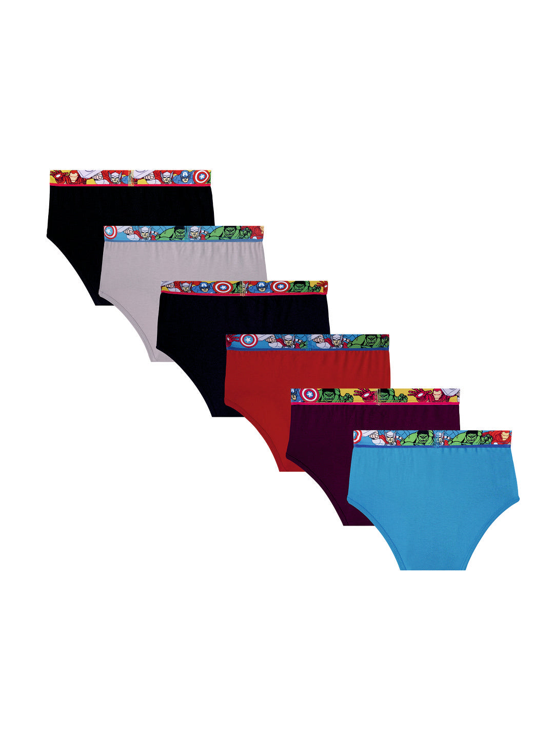 Redrose Justice League Boys’ Briefs – Pack of 6 | Batman & Superman Waistband Prints | JR-50