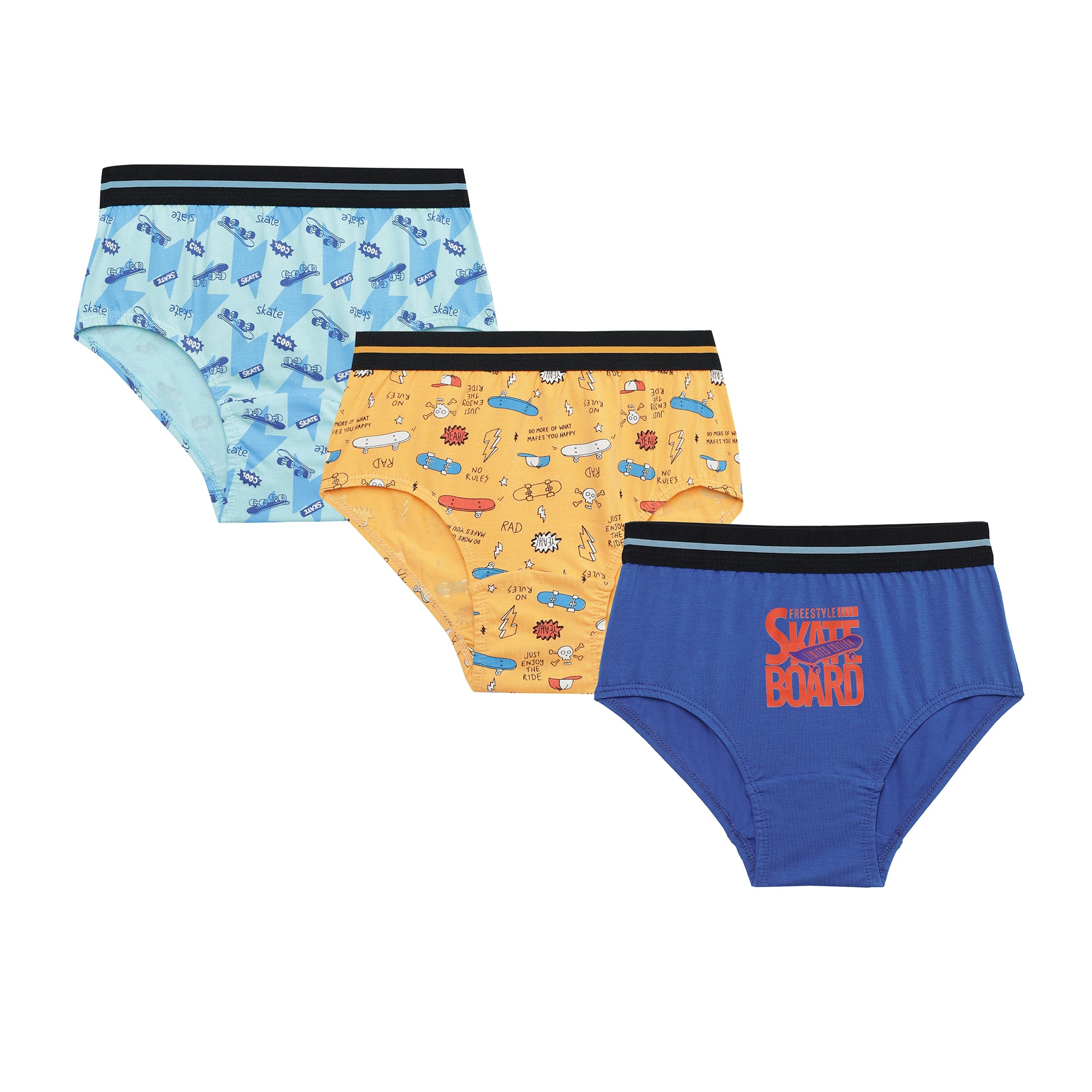 JR 533 Kids Printed Cotton Briefs Underwear with Elastic Belt Waistband for Kids Pack of 3