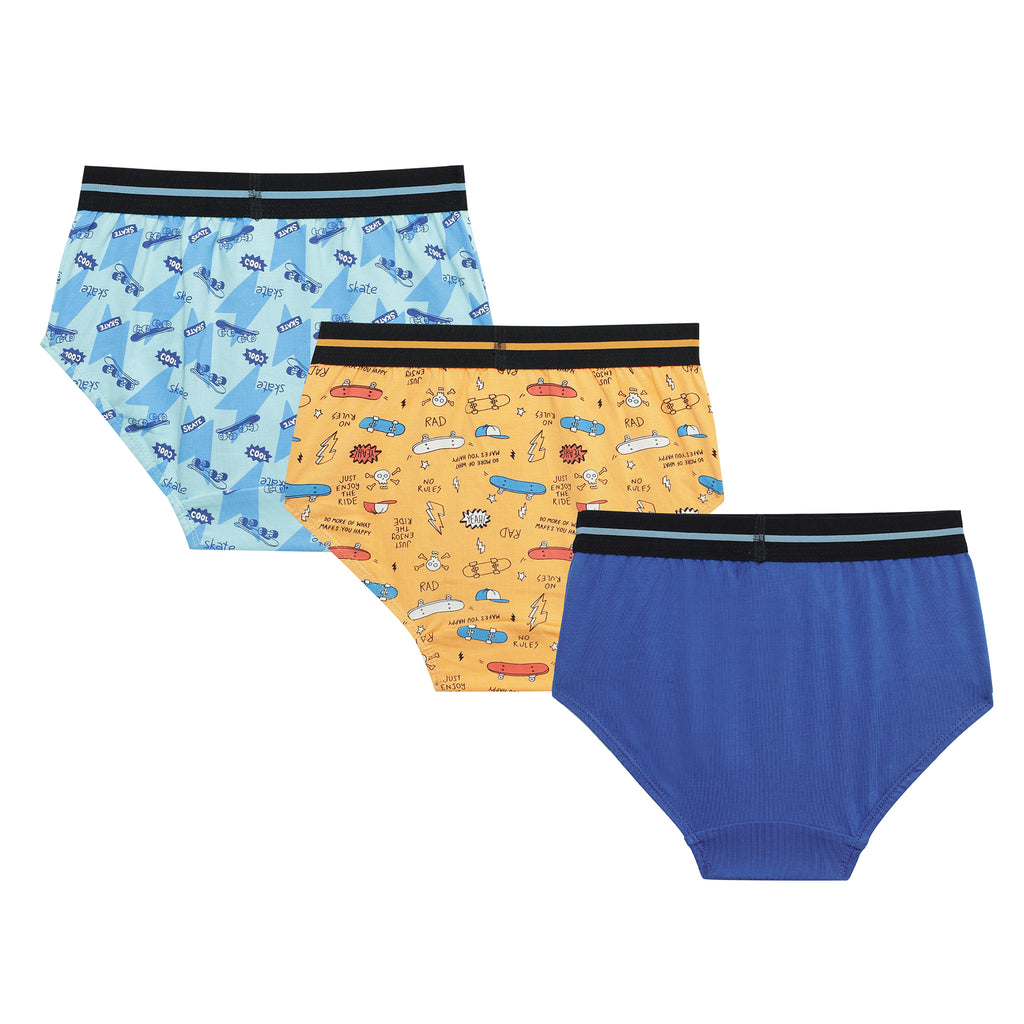 JR 533 Kids Printed Cotton Briefs Underwear with Elastic Belt Waistband for Kids Pack of 3
