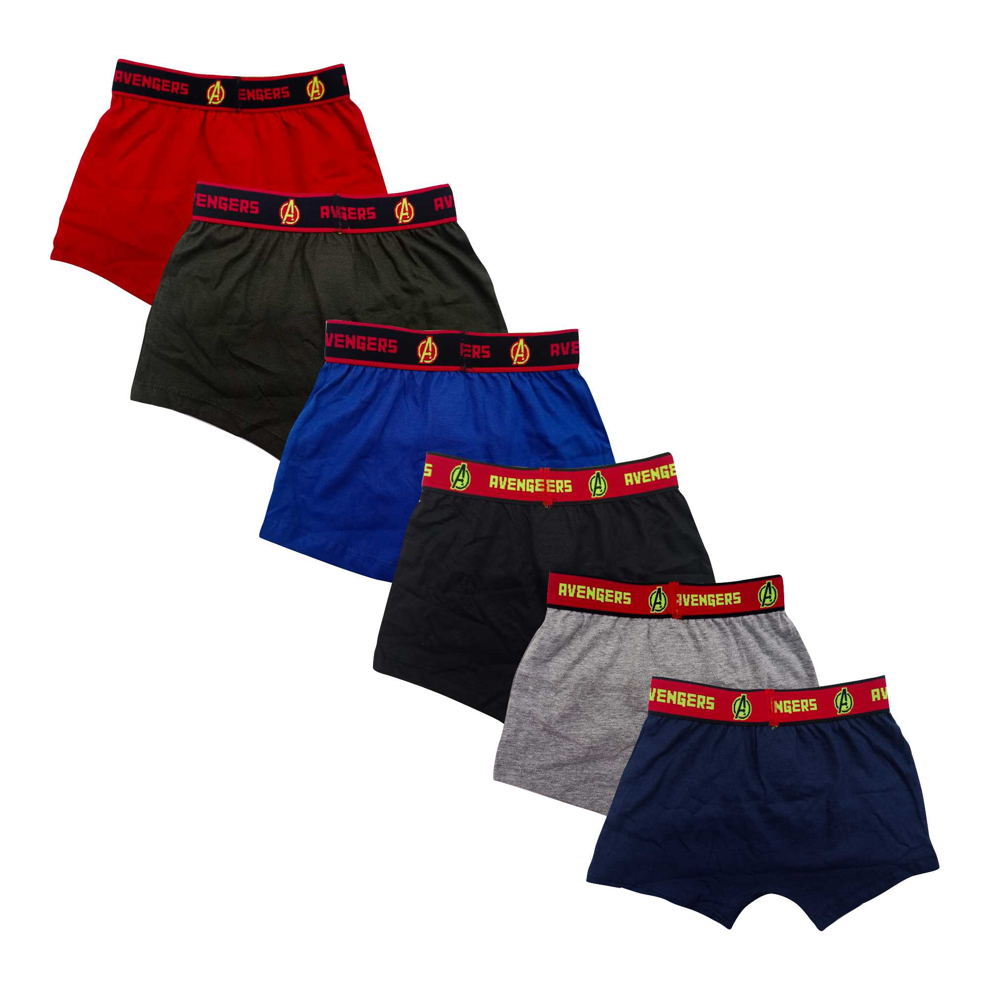 Redrose Boys Innerwear Avengers Boxer Briefs – Pack of 6 | Superhero-Themed Waistband Edition | JR-82