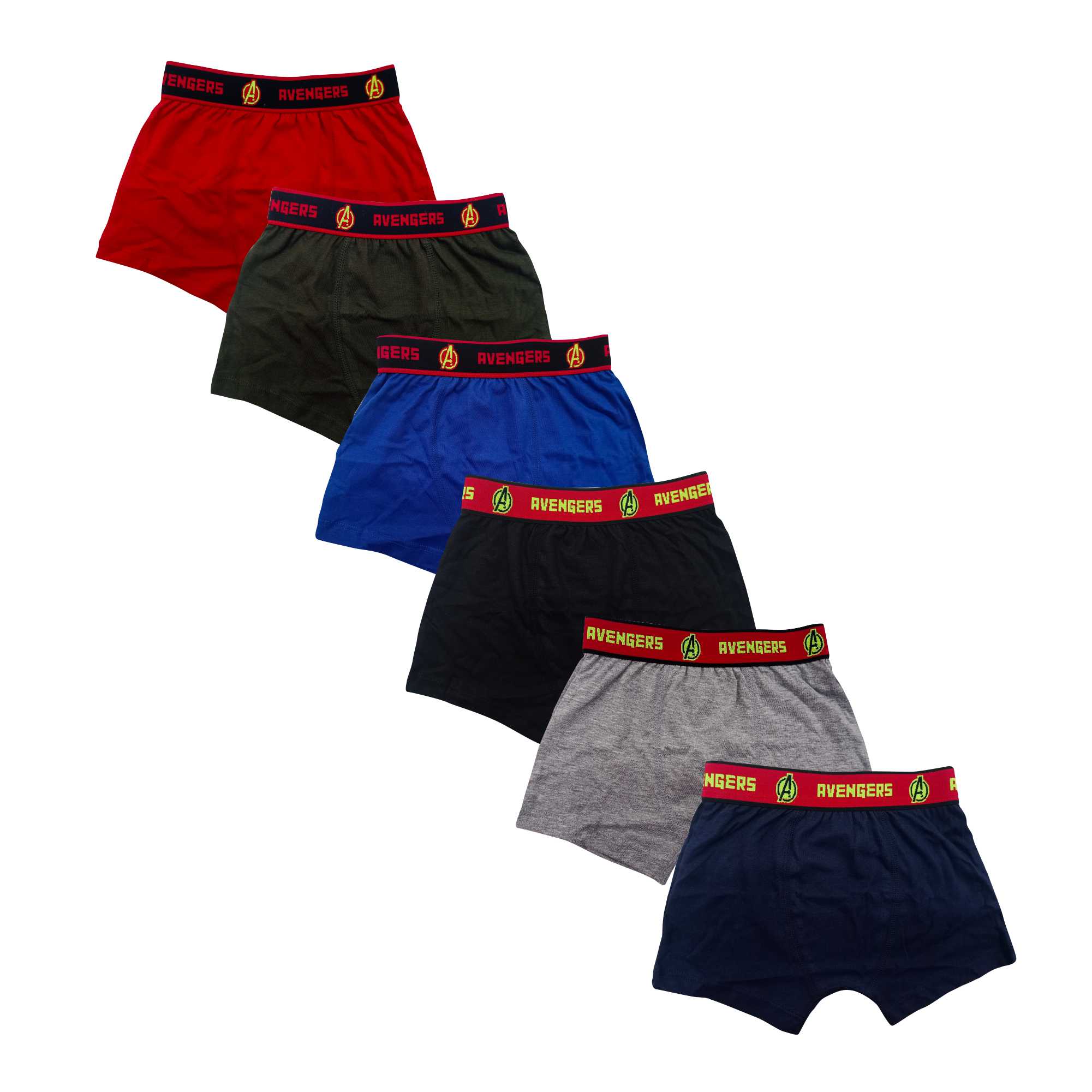 Redrose Boys Innerwear Avengers Boxer Briefs – Pack of 6 | Superhero-Themed Waistband Edition | JR-82