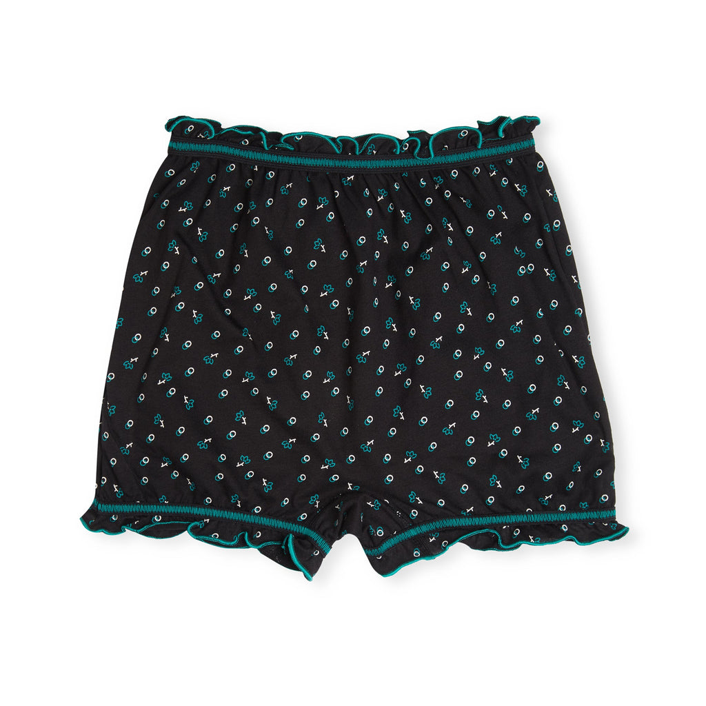 Redrose Girls' Printed Cotton Bloomers – Pack of 6 | Black Base with Frill Hem 🌙✨ | BLM-228