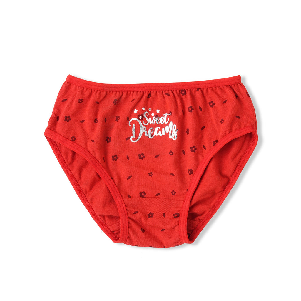 Red Rose Girls' Cotton Printed Briefs – Pack of 3 (Be Happy Edition) | BABY-156