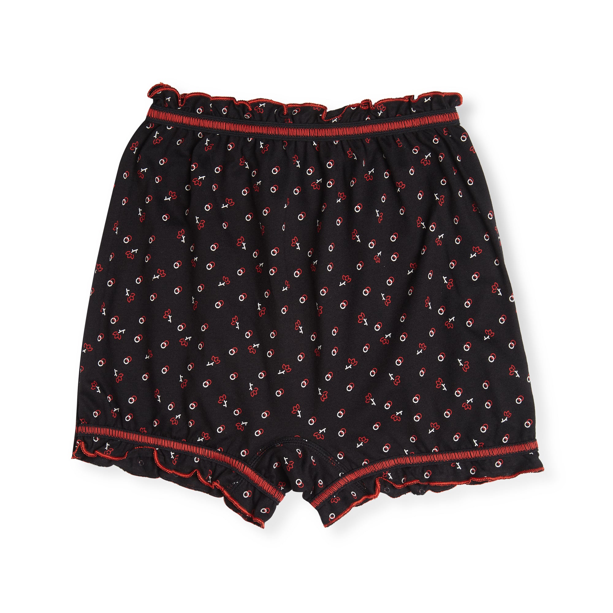 Redrose Girls' Printed Cotton Bloomers – Pack of 6 | Black Base with Frill Hem 🌙✨ | BLM-228