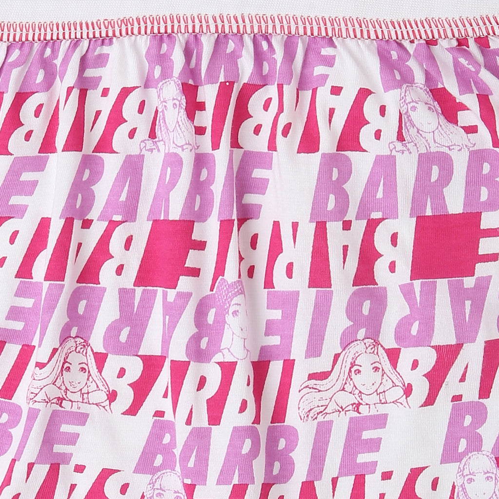 Redrose Girls' Barbie Print Bloomers – Pack of 6 (White & Pink Combo) | BLM-217