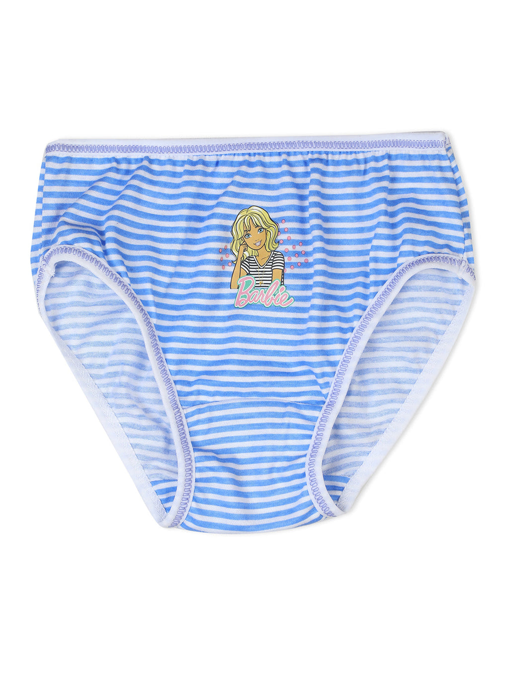 Red Rose Girls' Cotton Elastane Innerwear Briefs – Pack of 6 Barbie Striped Printed Panties | BABY-143