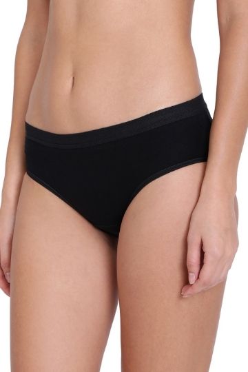 Red Rose High Hips Cotton Solid Print Medium Rise Coverage Hipster