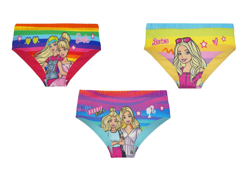 Red Rose Girls' Barbie Print Briefs – Pack of 3 – Soft Cotton Elasten Innerwear | BABY-139