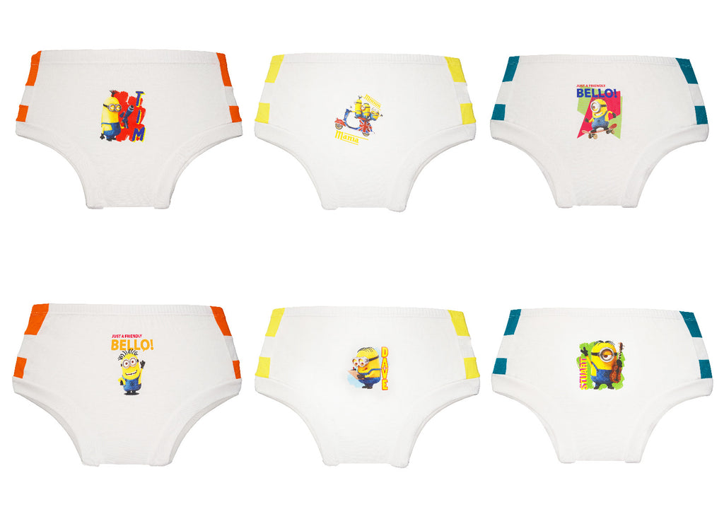 Redrose Boys Cotton Briefs – Pack of 3 | Minions Printed White Innerwear | JR-05WH