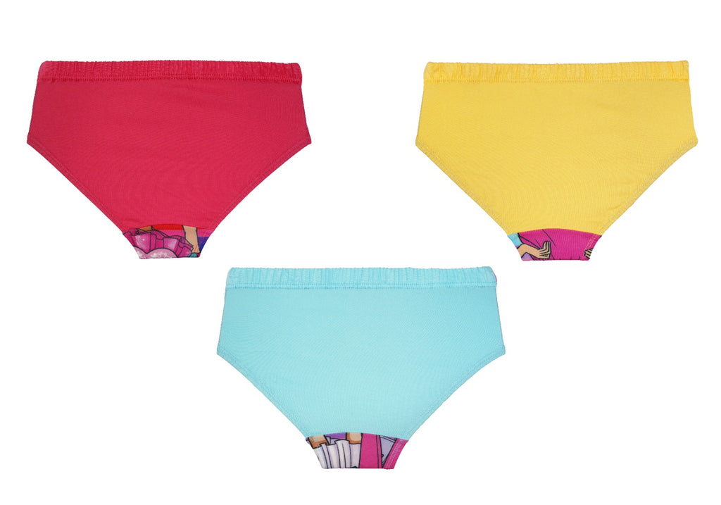 Red Rose Girls' Barbie Print Briefs – Pack of 3 – Soft Cotton Elasten Innerwear | BABY-139