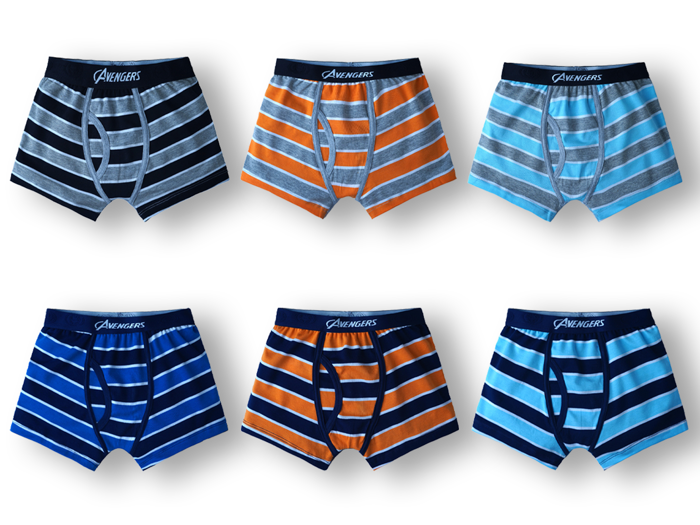 JR 548 Red Rose Boys Avengers Boxer Briefs Cotton Innerwear with Outer Elastic Waistband | Soft & Breathable | Multicolor Striped Design | Pack of 6
