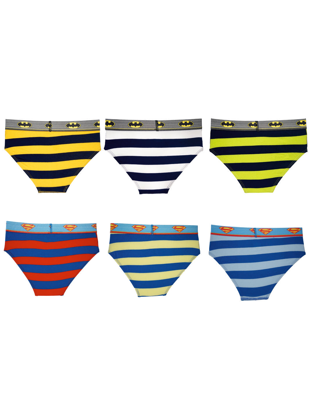 Boys' Batman Striped Briefs (Pack of 6) – Cotton Lycra with Logo Waistband | JR-81