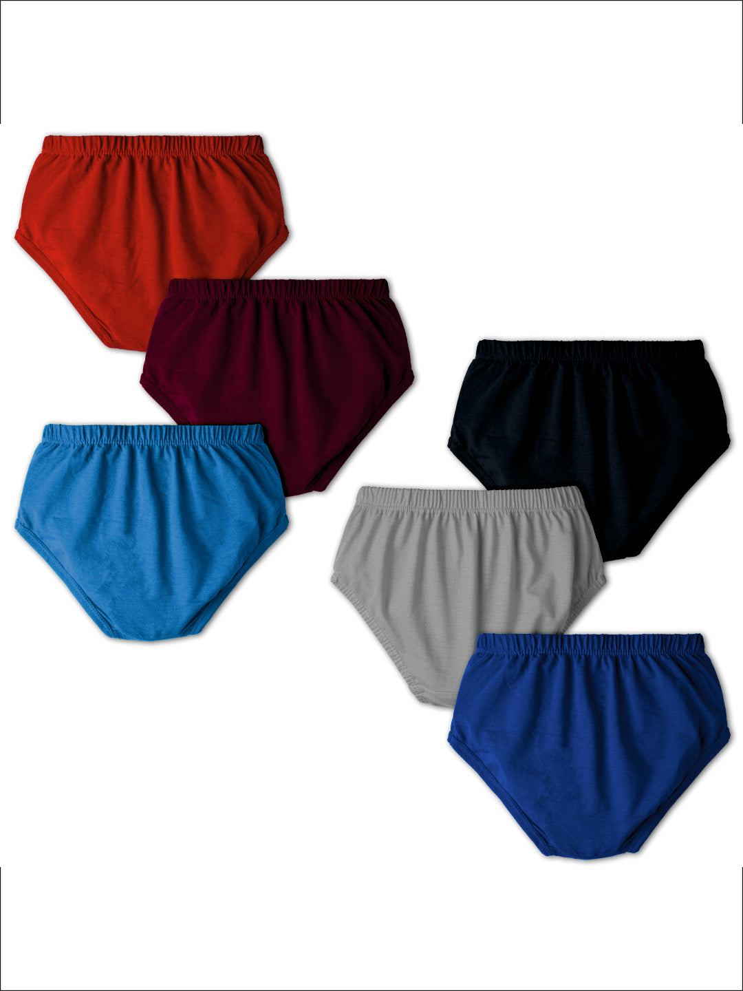 Redrose Boys Solid Cotton Briefs – Pack of 6 | Soft & Comfortable Innerwear | JR-14