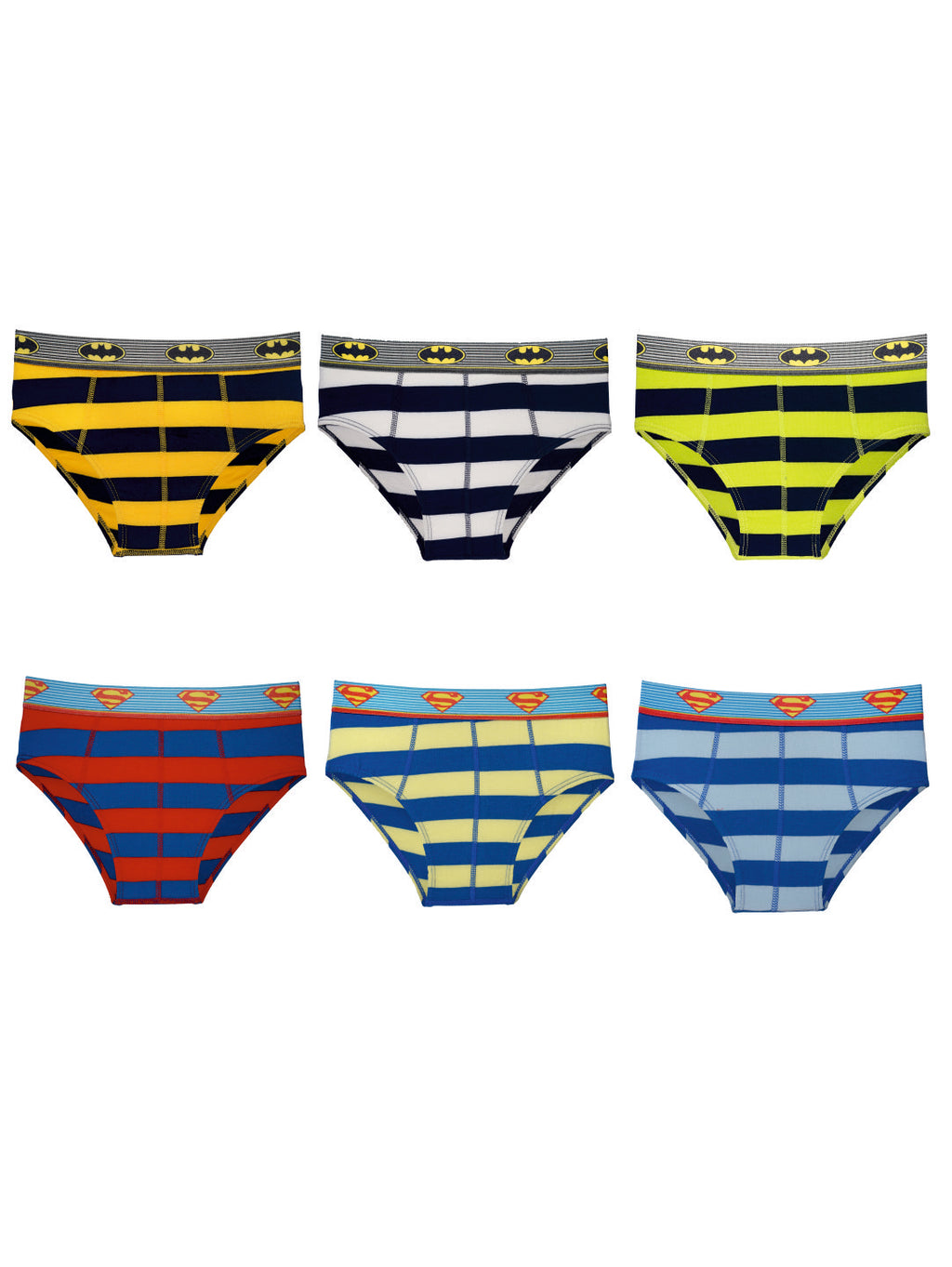 Boys' Batman Striped Briefs (Pack of 6) – Cotton Lycra with Logo Waistband | JR-81