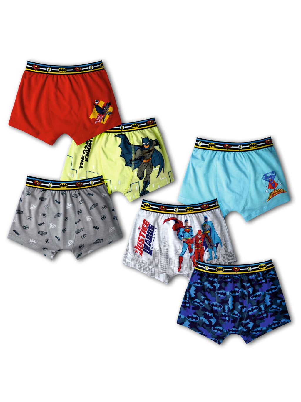 RedRose Boys Justice Hero Briefs – Soft Cotton Printed Innerwear for Kids (Pack of 6) | JR-520