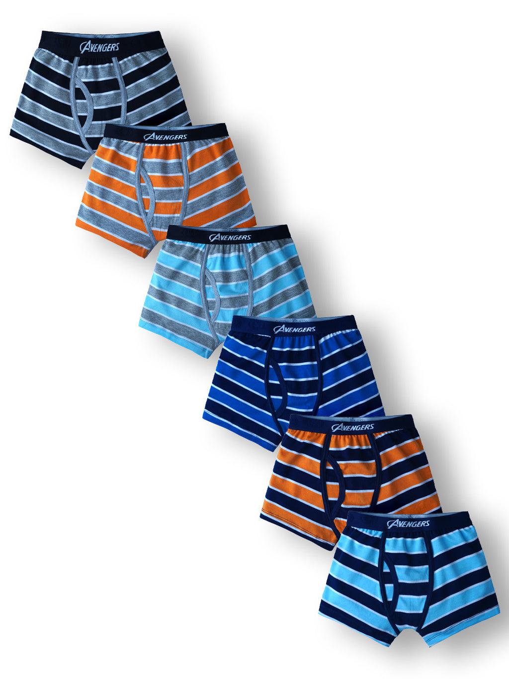 JR 548 Red Rose Boys Avengers Boxer Briefs Cotton Innerwear with Outer Elastic Waistband | Soft & Breathable | Multicolor Striped Design | Pack of 6