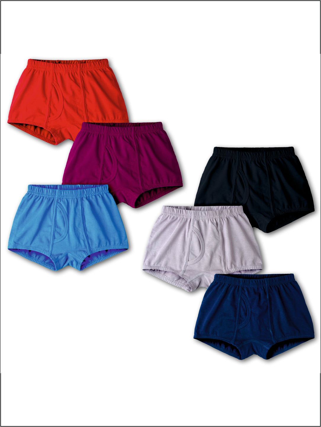 Redrose Boys' Classic Cotton Briefs – Pack of 6 | Solid Color Comfort Fit Innerwear | JR-20