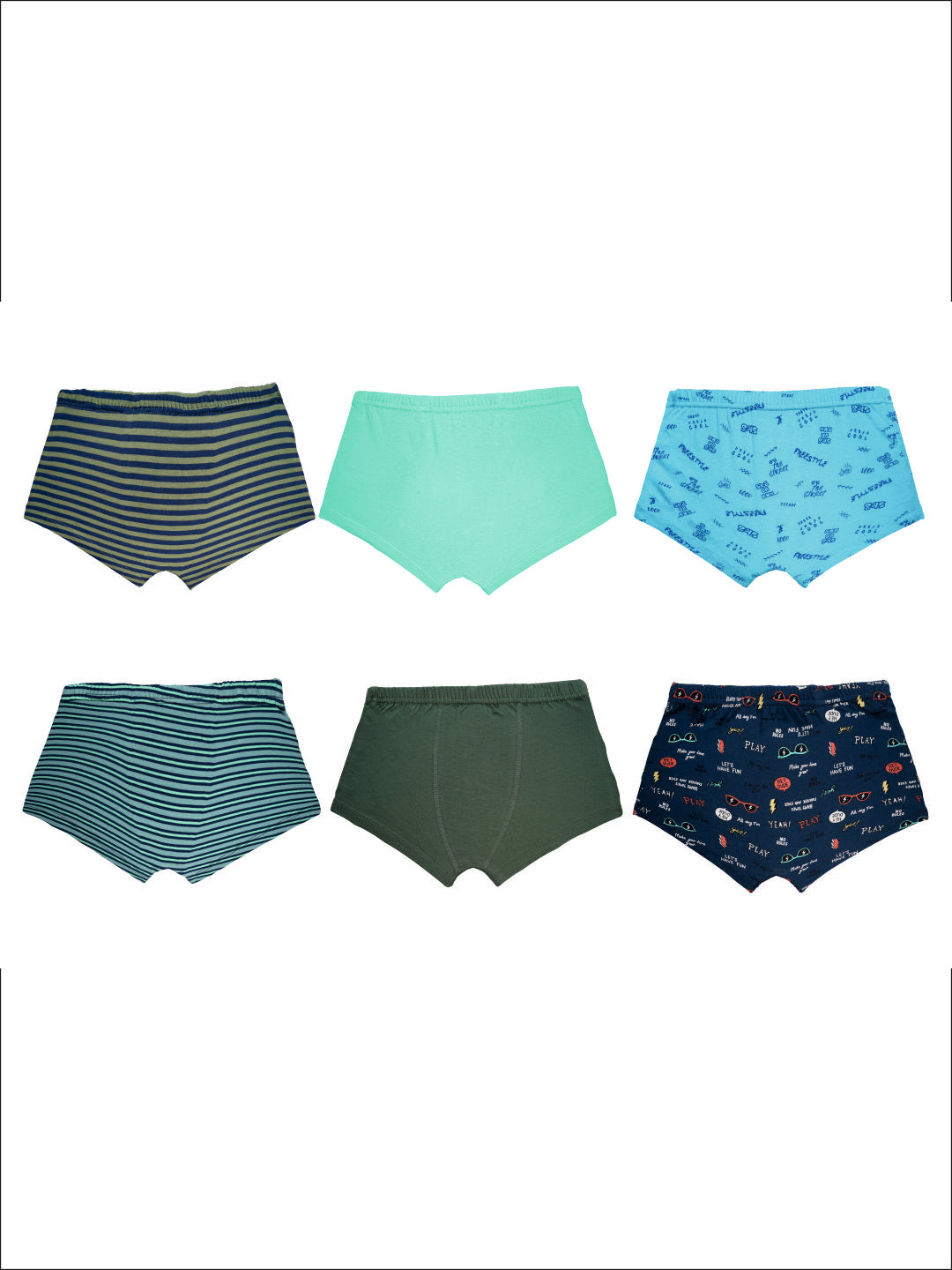 Boys’ Printed Boxer Briefs – 6-Pack 100% Cotton Fun & Sporty Underwear | JR-506