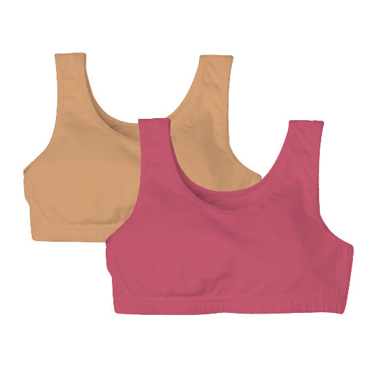 Redrose Girls Sports Bra – Pack of 2 (Skin & Pink) | BS-2005
