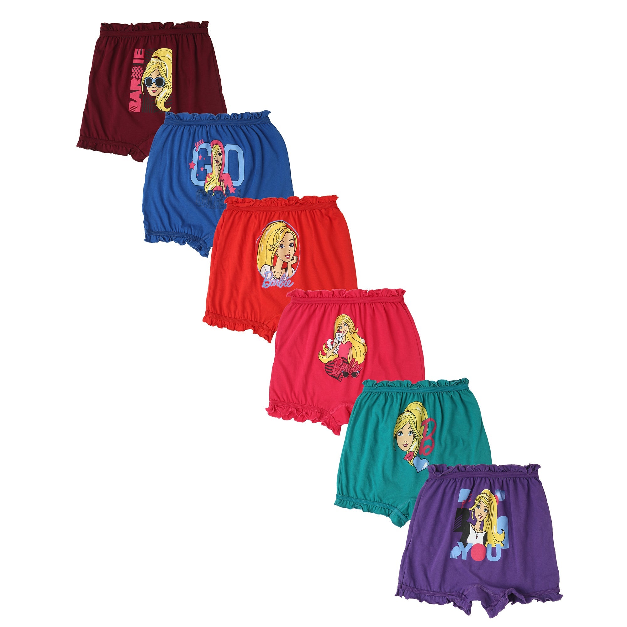 Redrose Girls Cotton Bloomers – Pack of 6 (Barbie Print, Multicolor) | BLM-210