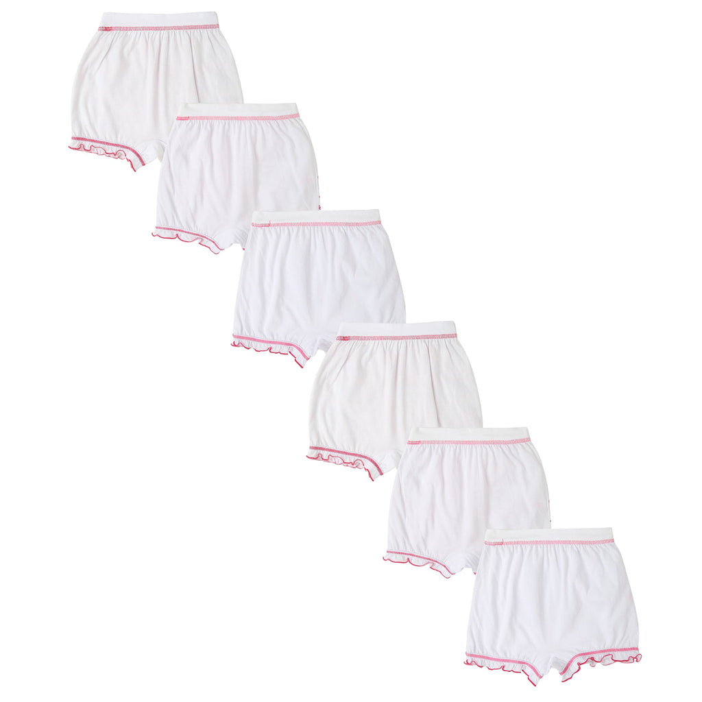 Redrose Girls' Barbie Print Bloomers – Pack of 6 (White & Pink Combo) | BLM-217