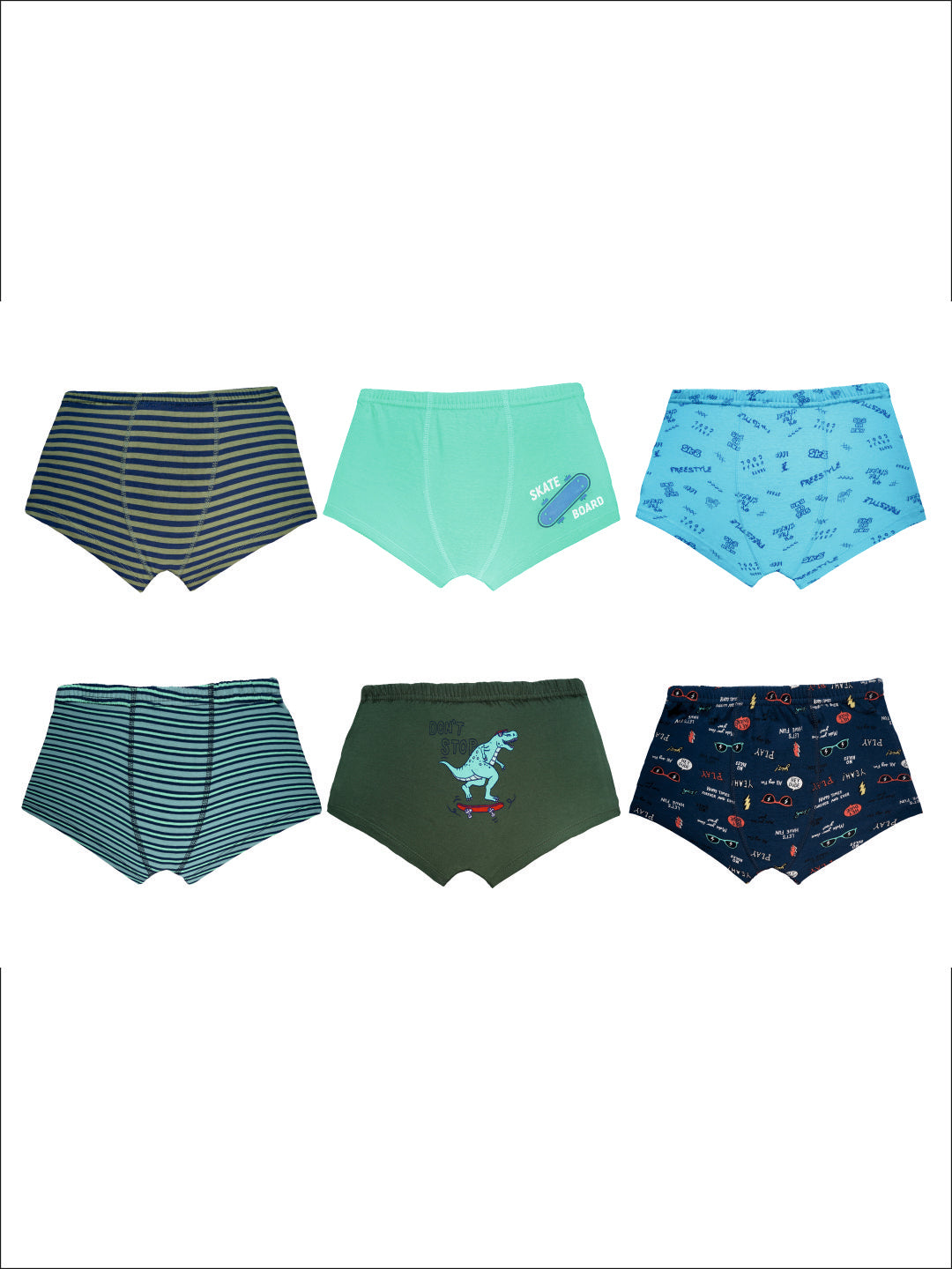 Boys’ Printed Boxer Briefs – 6-Pack 100% Cotton Fun & Sporty Underwear | JR-506