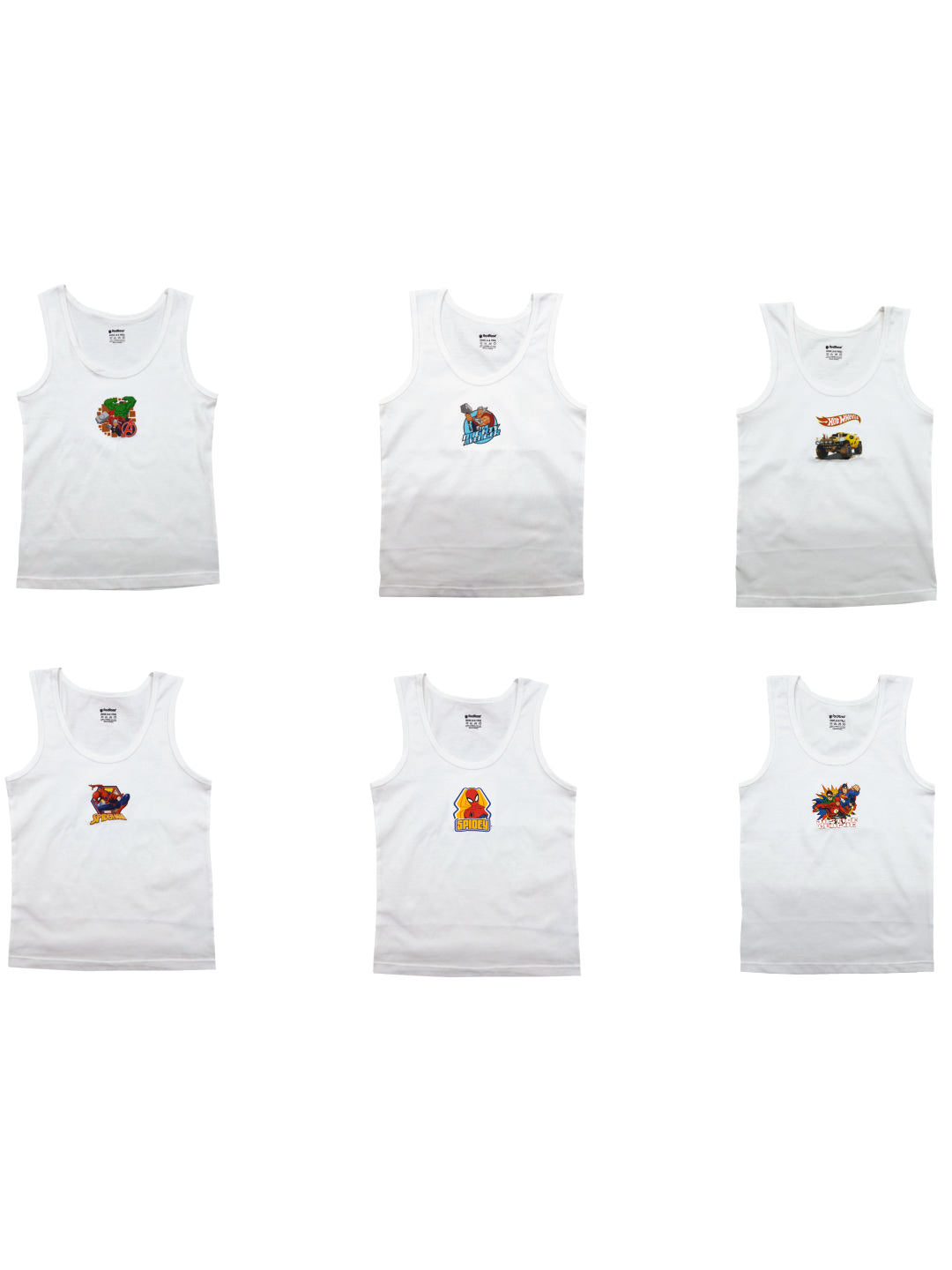 VEST 1005 |Red Rose 100% Cotton Boys Inner Vests – Pack of 6|