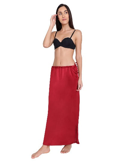 RED ROSE SOLID SATIN READYMADE PETTICOAT STRETCHABLE BODY SHAPER UNDERSKIRT INDIAN LINING SHAPERS FOR WOMEN'S SAREES