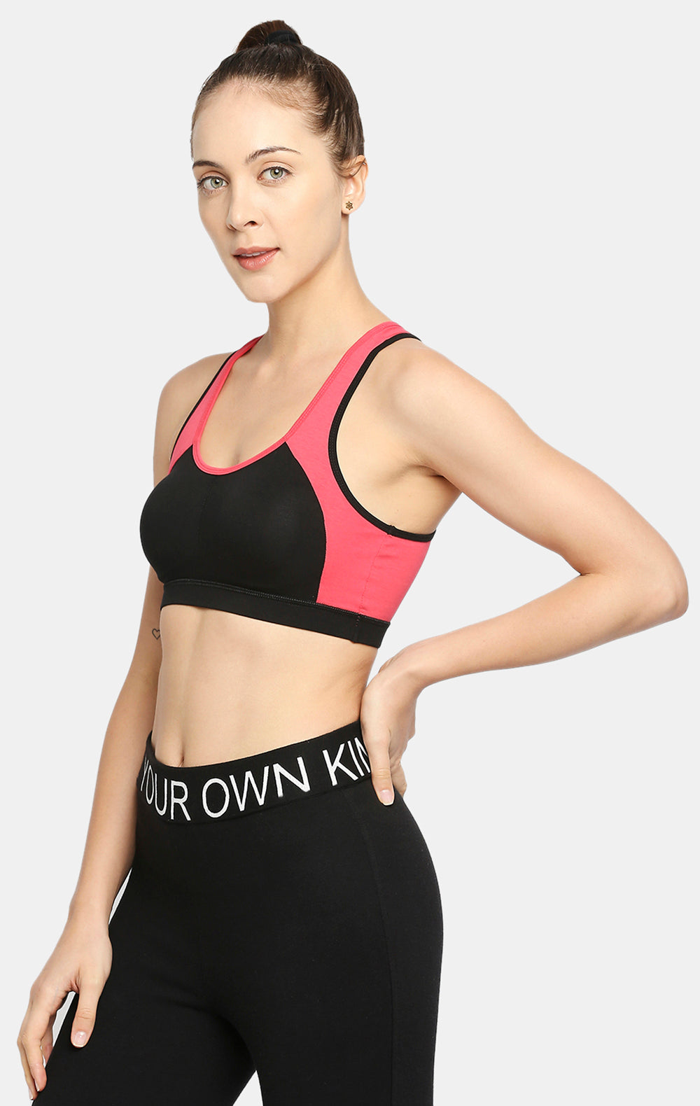 Red Rose Sports Black Bra with Removable pads