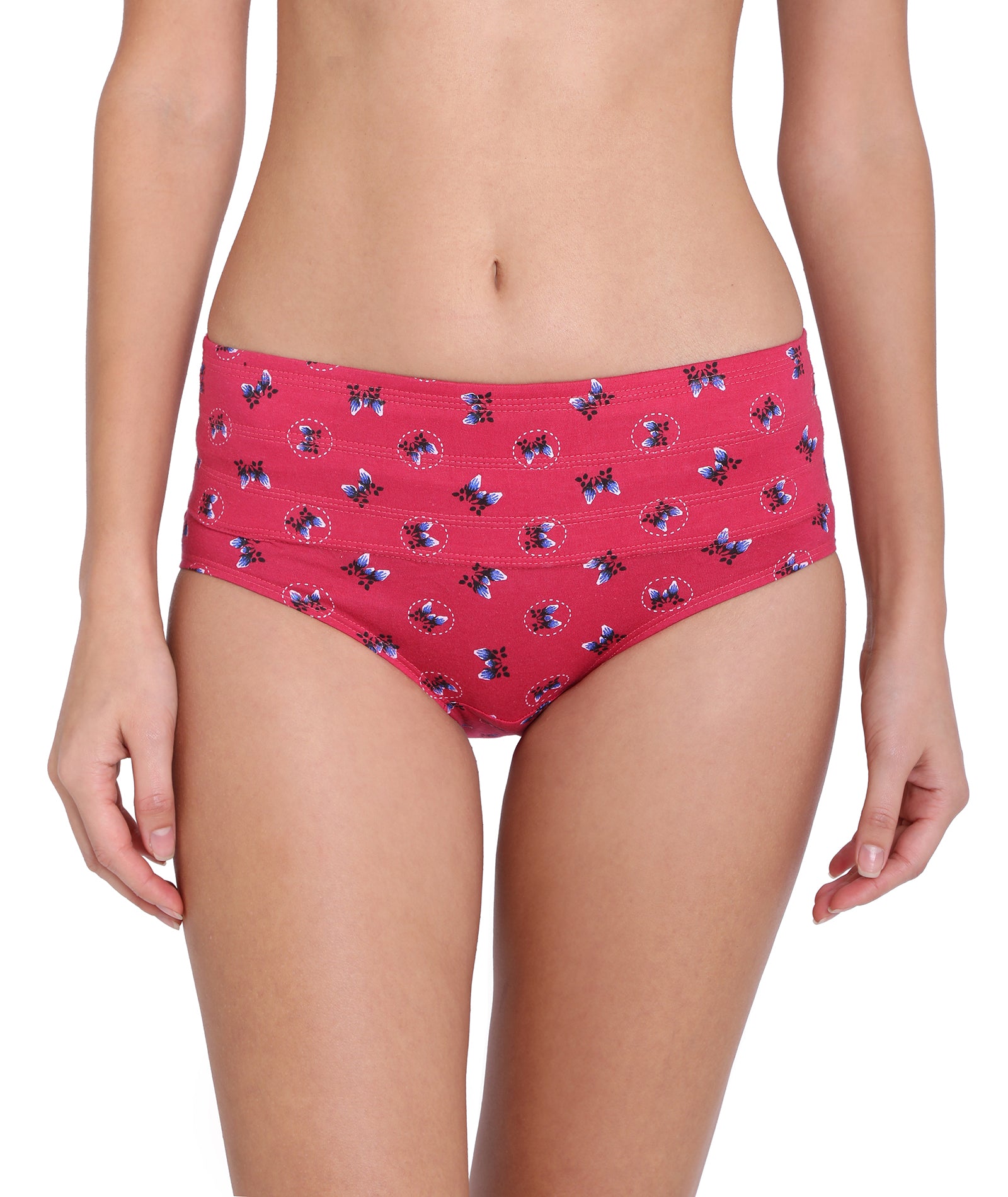 Red Rose Slimmer Printed High Rise Full Coverage Tummy Hipster Panty (Single Pack)